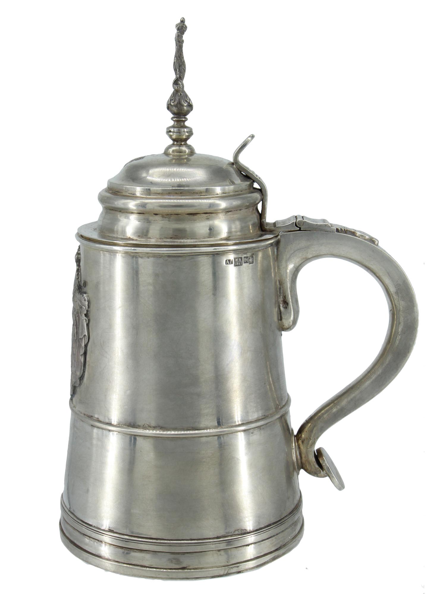 RUSSIAN SILVER TANKARD IMPERIAL WARRANT SAINTS PIC-1